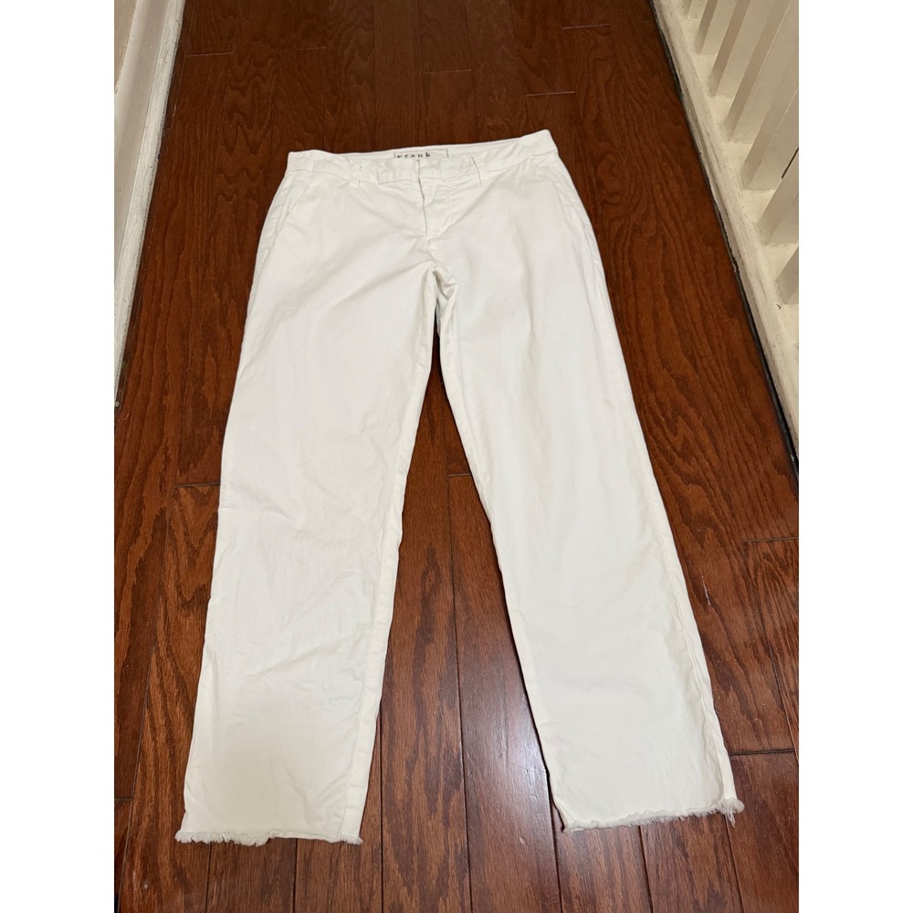 Frank & Eileen Derry White Italian Dream Denim Straight Leg Raw Hem Pants 4